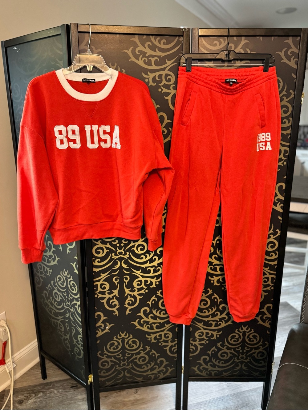 Unbranded Red '89 USA' Sweatshirt & Jogger Pants Set - Red